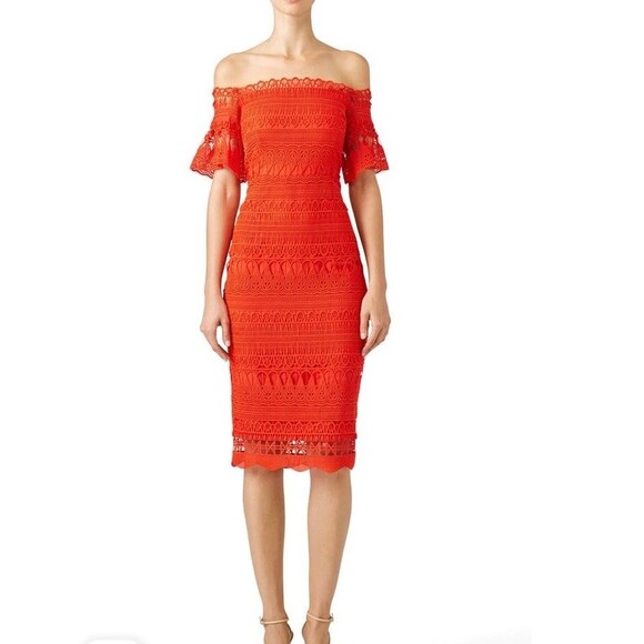 Saylor & Free People Mariah Lace Fitted Sheath Dress S Red Lacey Sexy Party - Picture 1 of 14